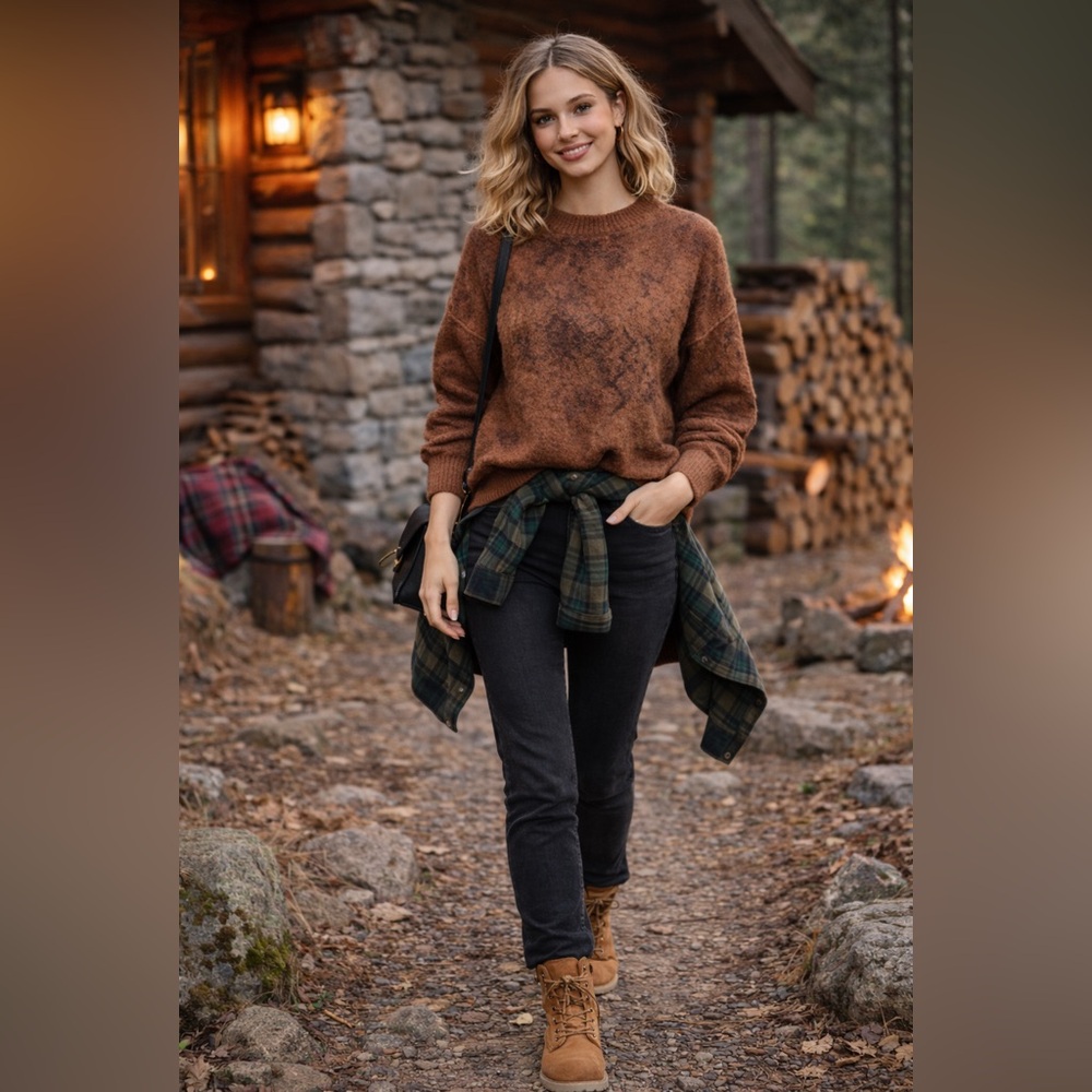 NWT Anthropologie Pilcro Brown 100% Cashmere Snake Skin Sweater Sz S